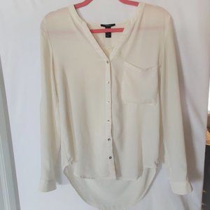 Forever 21 Cream Sheer Button Blouse